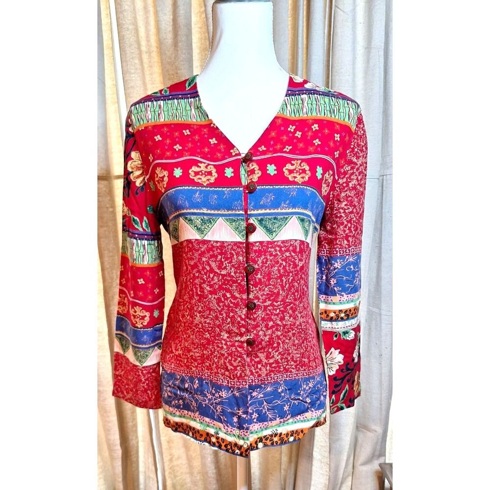 Justin B Jones New York Long Sleeve Button Up Blouse Sz M